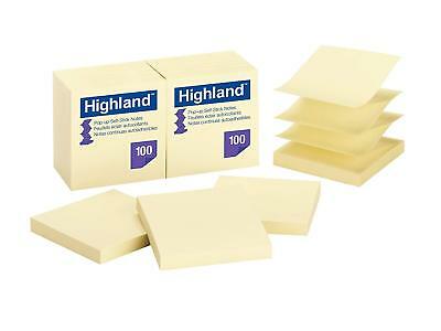 Highland Yellow Self Stick 3 X 3 Pop Up Notes 100 Sheets 12 Pads = 1200