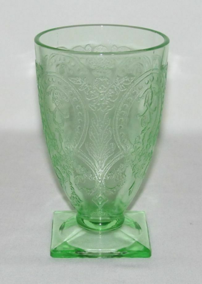 Indiana Glass Co. Horseshoe No.612 Green Footed Water Tumbler