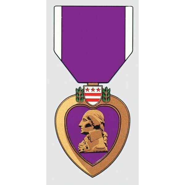 Purple Heart Combat Wounded Medal Sticker - Decal - Made In The Usa!!