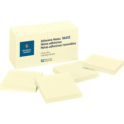 Sticky Notes Business Source 36612, 3 X 3 Inches, 1200 Premium Yellow Sheets