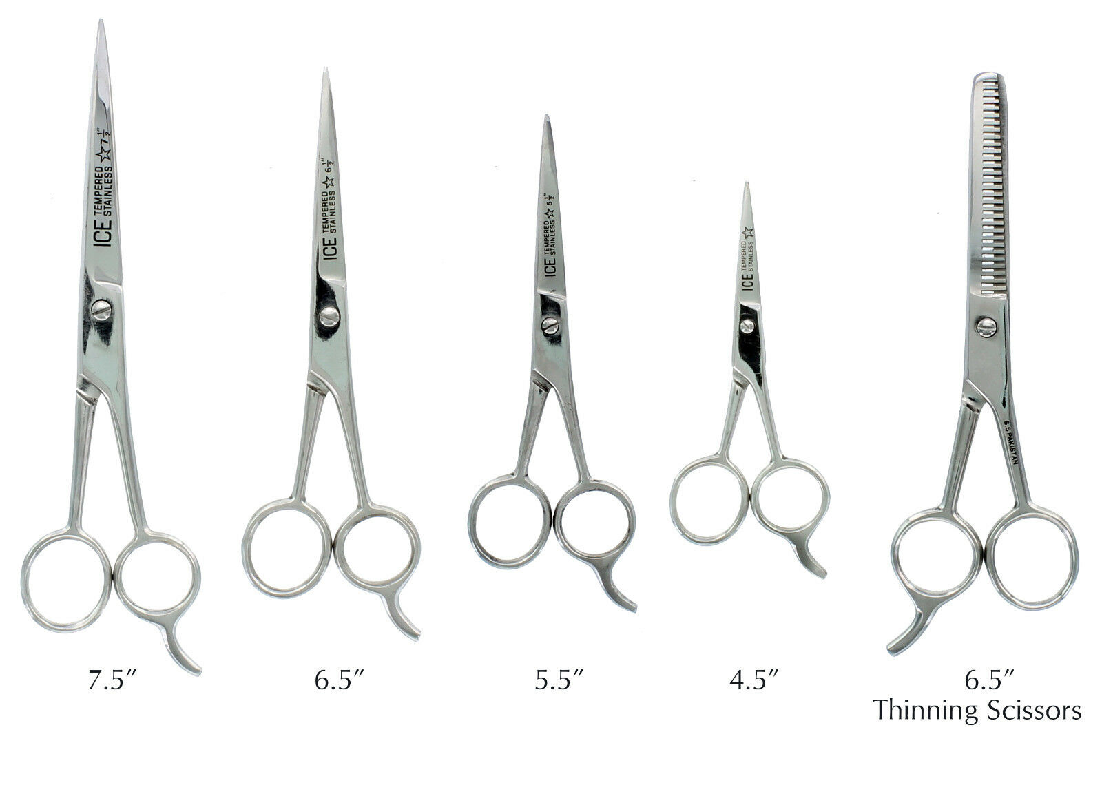 Hair Cutting Scissors Barber Shears - Ice Tempered 4 Sizes To Choose From