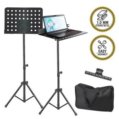 Fordable Music Stand Sheet Holder Adjustable Tripod Base Metal With Carry Bag